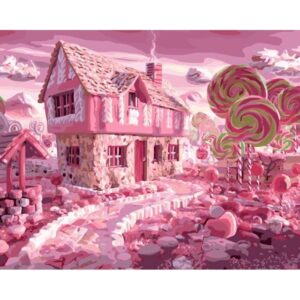 Pink Gingerbread House - Painting by Numbers Kit