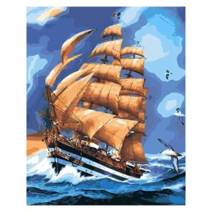 Tall Ship in a Fierce Sea - Sailing Boat Paint by Numbers Kit