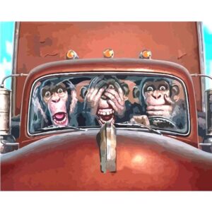 Three Funny Monkeys - Animals Paint by Numbers
