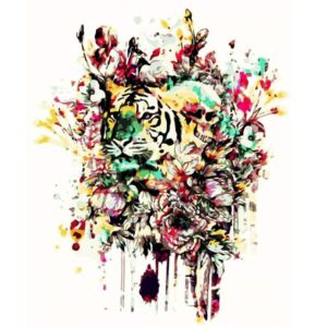 Tiger Flowers - Animals Portrait Paint by Numbers