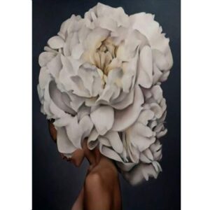 White Rose Flower on Woman Head - Paint by Numbers Portrait