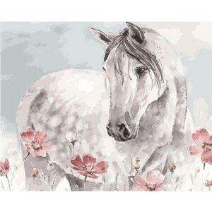 White Watercolor Horse - Paint by Numbers Animals
