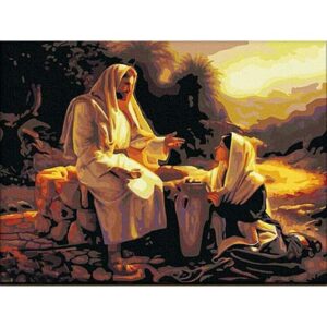 Jesus and Samaritan Woman at Well - Jesus Paint by Numbers