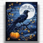 Black Crow and Moon - Halloween Paint by Number Kits