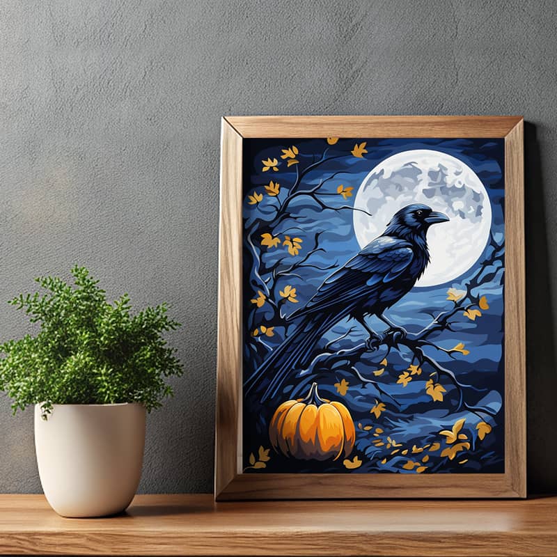 Black Crow and Moon - Paint by Numbers