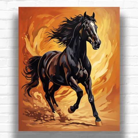 Black Horse - Horse Paint by Number Kit