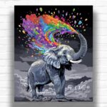 Black and White a Baby Elephant - Elephant Paint by Number