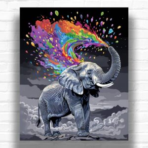 Black and White a Baby Elephant - Elephant Paint by Number