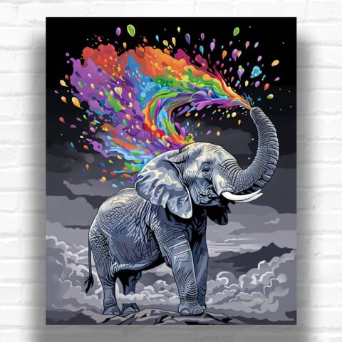 Black and White a Baby Elephant - Elephant Paint by Number