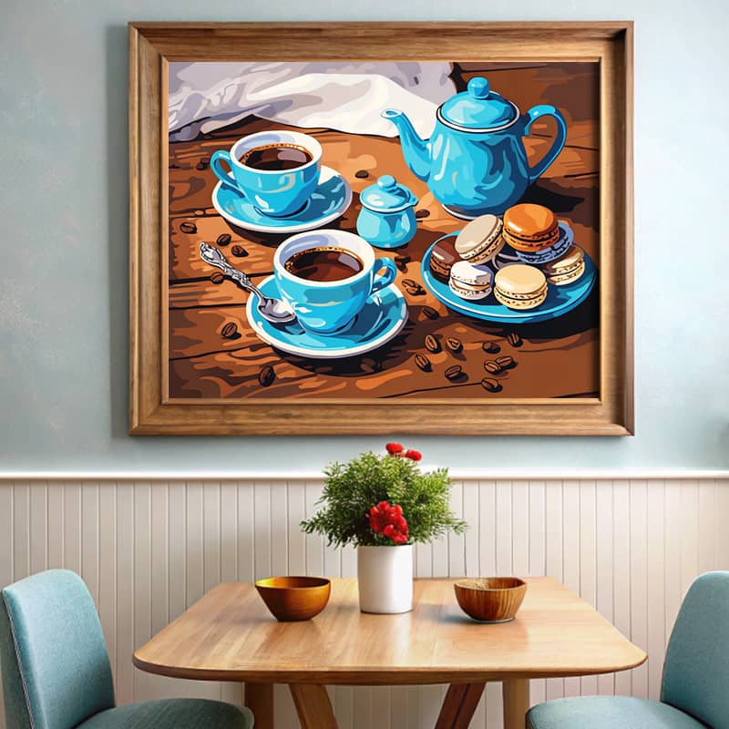 Blue Coffee Couple Paint by Number – Still Life Artwork