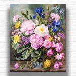 Blue Iris and Roses - Floral Paint by Number Kits