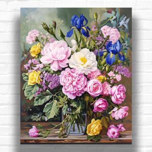 Blue Iris and Roses - Floral Paint by Number Kits