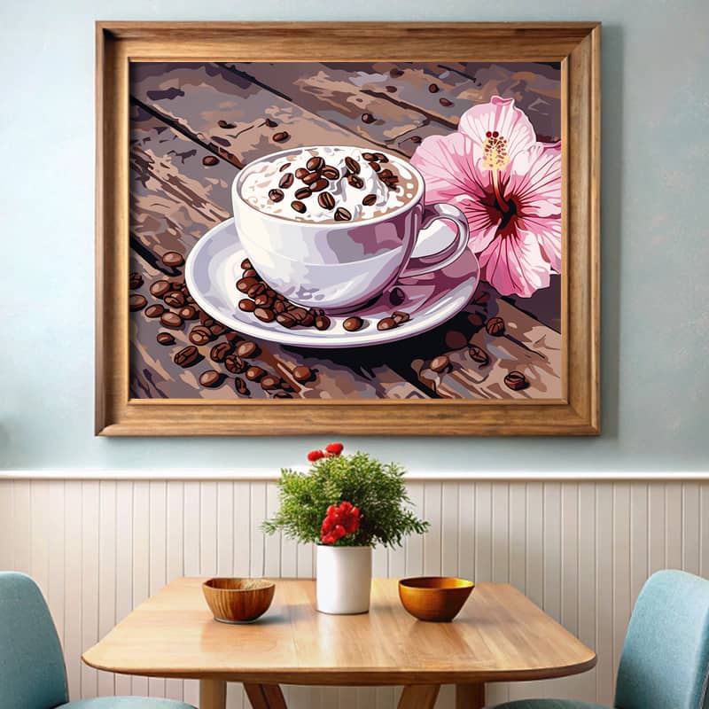 Cappuccino Coffee Paint by Number - Coffee Cup Still Life Art