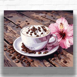 Cappuccino Coffee Paint by Numbers - Coffee Cup Still Life Art