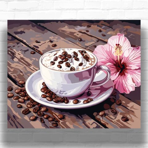 Cappuccino Coffee Paint by Numbers - Coffee Cup Still Life Art