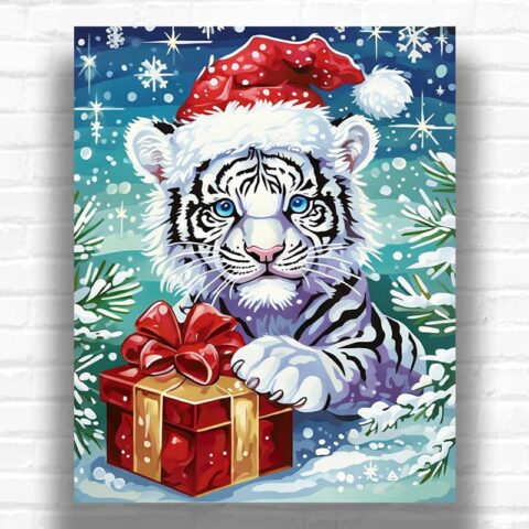 Christmas Baby Tiger - Paint by Number Kit