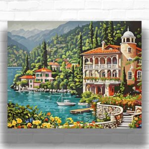 Coast of Lake Como - Paint by Numbers Italy Scene