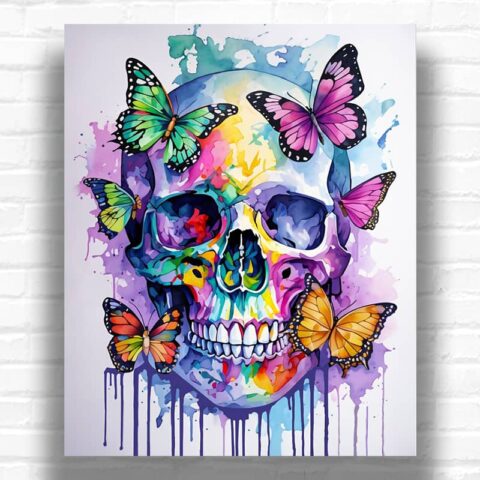 Colorful Butterfly Skull - Paint By Number Kit