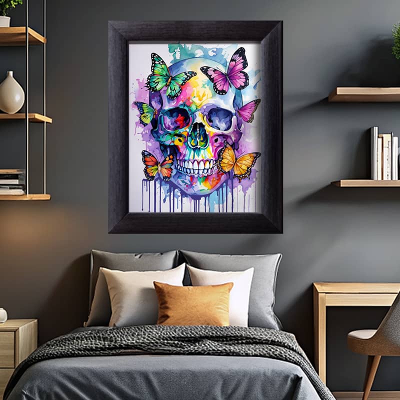 Colorful Butterfly Skull - Paint by Number