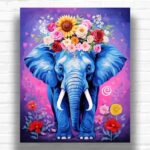 Colorful Flowers Elephant - Paint by Numbers Elephant
