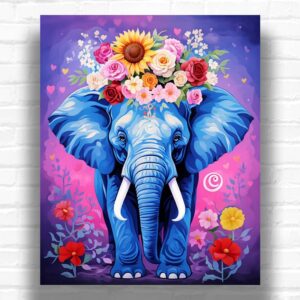 Colorful Flowers Elephant - Paint by Numbers Elephant
