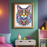 Colorful Zentangle Cat - Paint by Number Kit