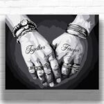 Couples Tattoos - Black and White Paint by Numbers