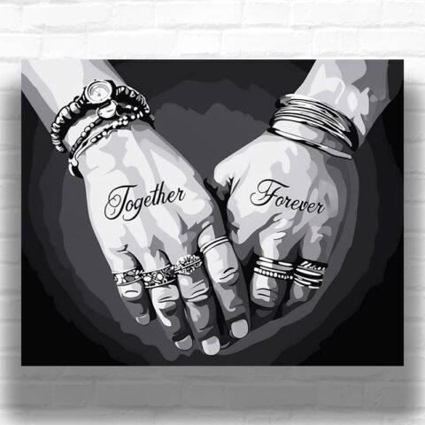 Couples Tattoos - Black and White Paint by Numbers