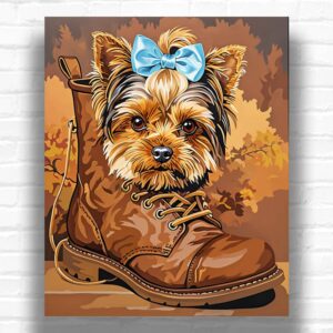 Cute Yorkshire Terrier in a Boot - Dog Paint by Number Kit