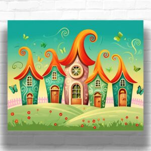 Dream House Paint by Numbers Kit - Whimsical Cartoon Art