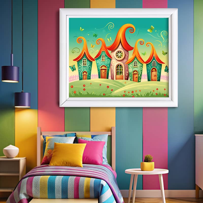 Dream House Paint by Numbers - Whimsical Cartoon Art