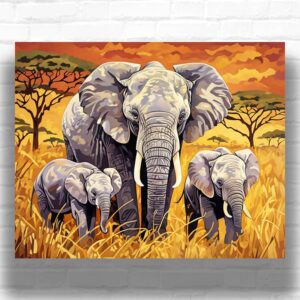 Elephant Family - Elephant Paint by Number Kits