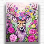 Fairy Forest Deer Paint by Number Kit – Fantasy Floral Deer Head Art