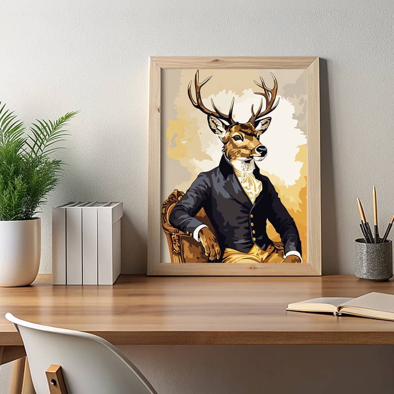 Gentleman Mister Deer Paint by Number – Surreal Anthropomorphic Portrait