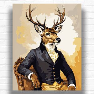 Gentleman Mister Deer Paint by Numbers – Surreal Anthropomorphic Portrait