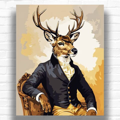 Gentleman Mister Deer Paint by Numbers – Surreal Anthropomorphic Portrait