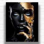 Gold and Black African American Woman - Paint by Number Black and White