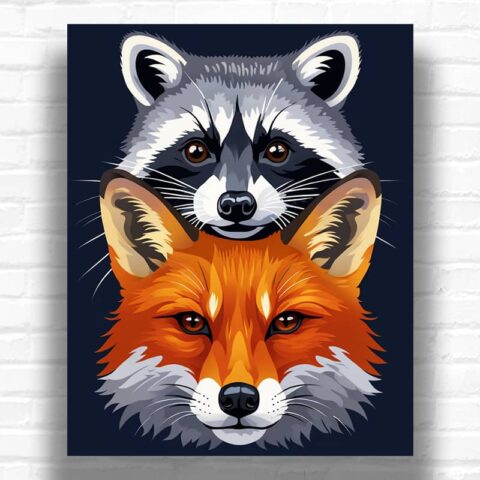 Raccoon and Fox - Paint by Numbers Kits