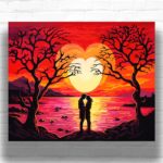 Romantic Couple under Tree of Love - Valentine's Day Paint by Number