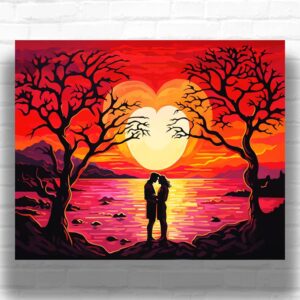 Romantic Couple under Tree of Love - Valentine's Day Paint by Number