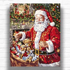 Santa Claus with Christmas Gifts - Paint by Numbers Santa Claus