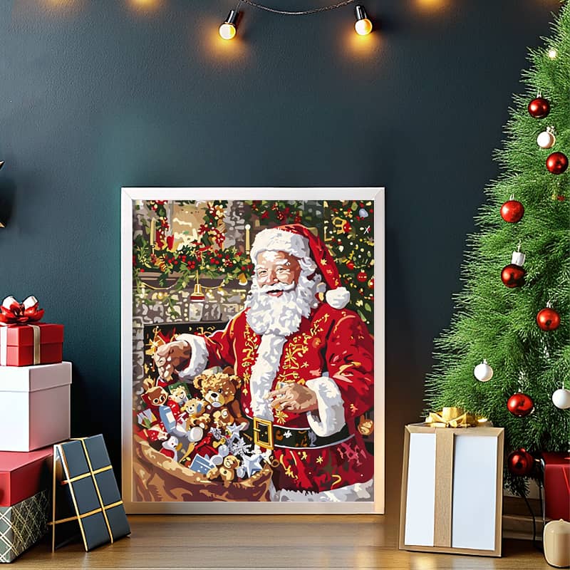 Santa Claus with Christmas Gifts - Paint by Numbers Kit