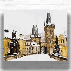 Snow Covered Charles Bridge in Prague - City Paint by Numbers