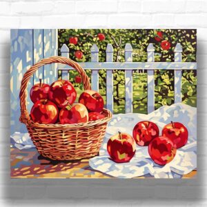 Still Life Red Apples on Window - Fruit Paint by Numbers