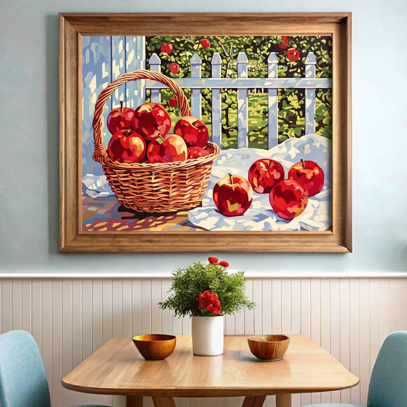 Still Life Red Apples on Window Paint by Number - Rustic Wall Art
