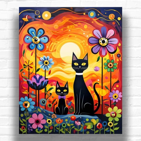 Sun and Cats - Paint by Number Kit
