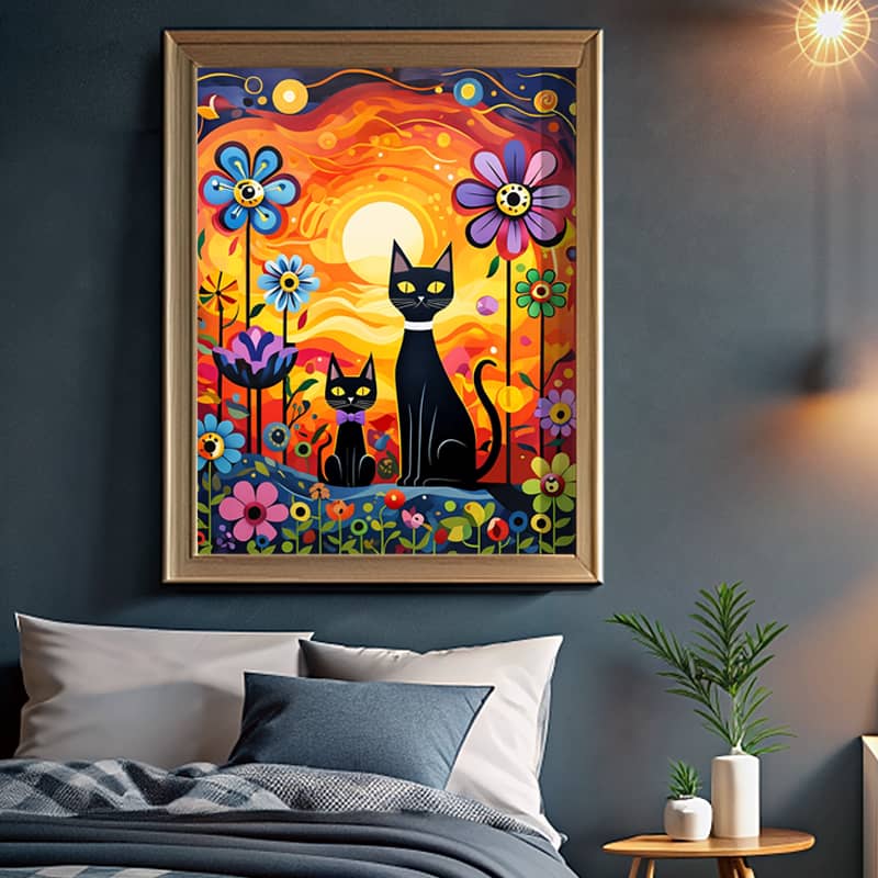 Sun and Cats - Paint by Number