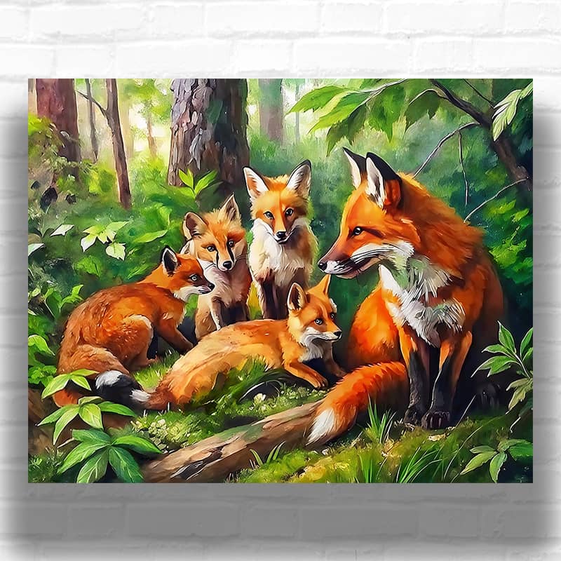The Fox Family Fox Paint by Numbers