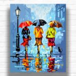 Three Old Ladies with Umbrellas - Paint by Number Kit