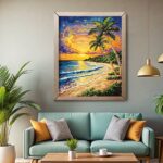 Tropical Beach Sunset - Paint by Number Beach Scene